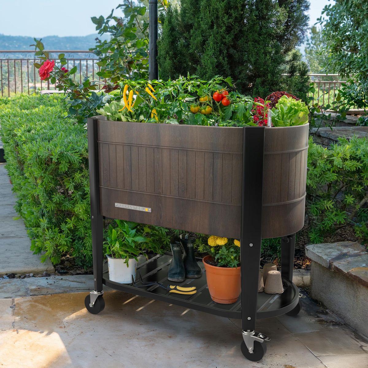 Permasteel versatile garden bed for outdoor or indoor use in any season.