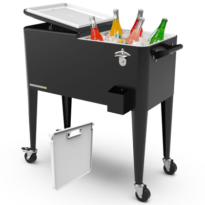 Permasteel Party Cooler with Divider shows dual compartments for organized drink storage.