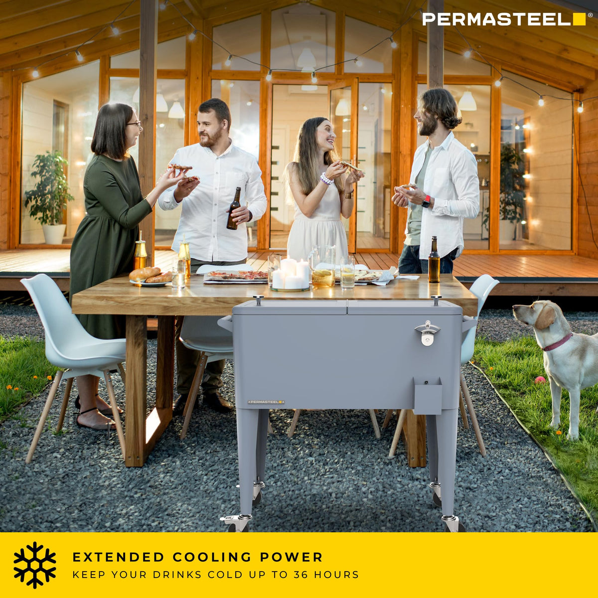 Permasteel party cooler divider interior showing two compartments for organized drinks