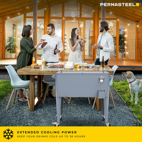 Permasteel party cooler divider interior showing two compartments for organized drinks