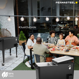 Permasteel Party Cooler constructed from powder-coated steel with retro styling.
