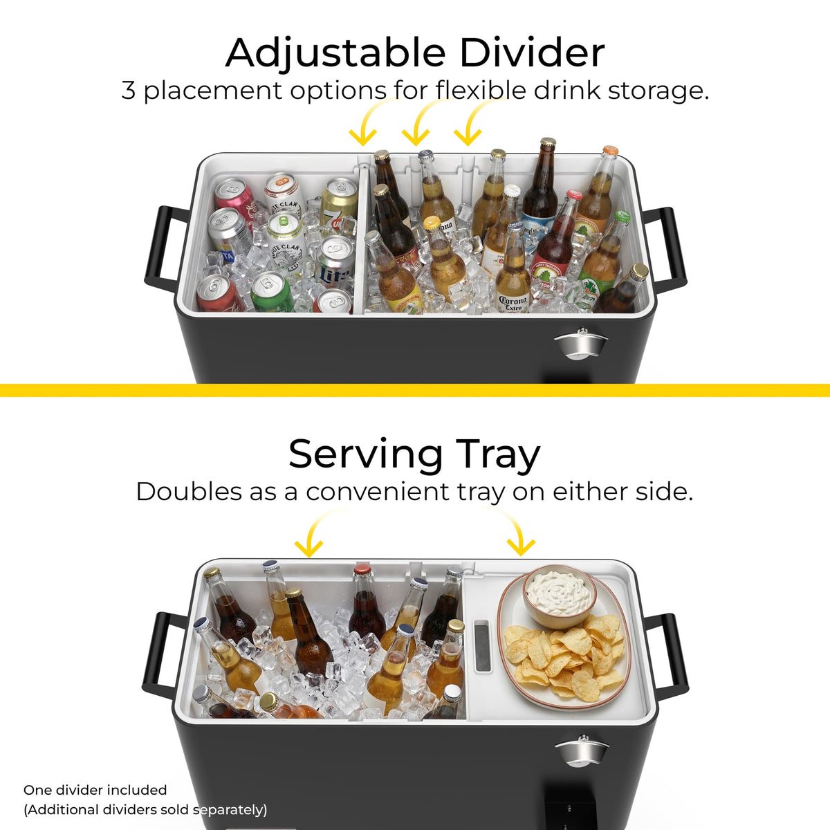 Permasteel Party Cooler with removable flip-top lid for quick access.