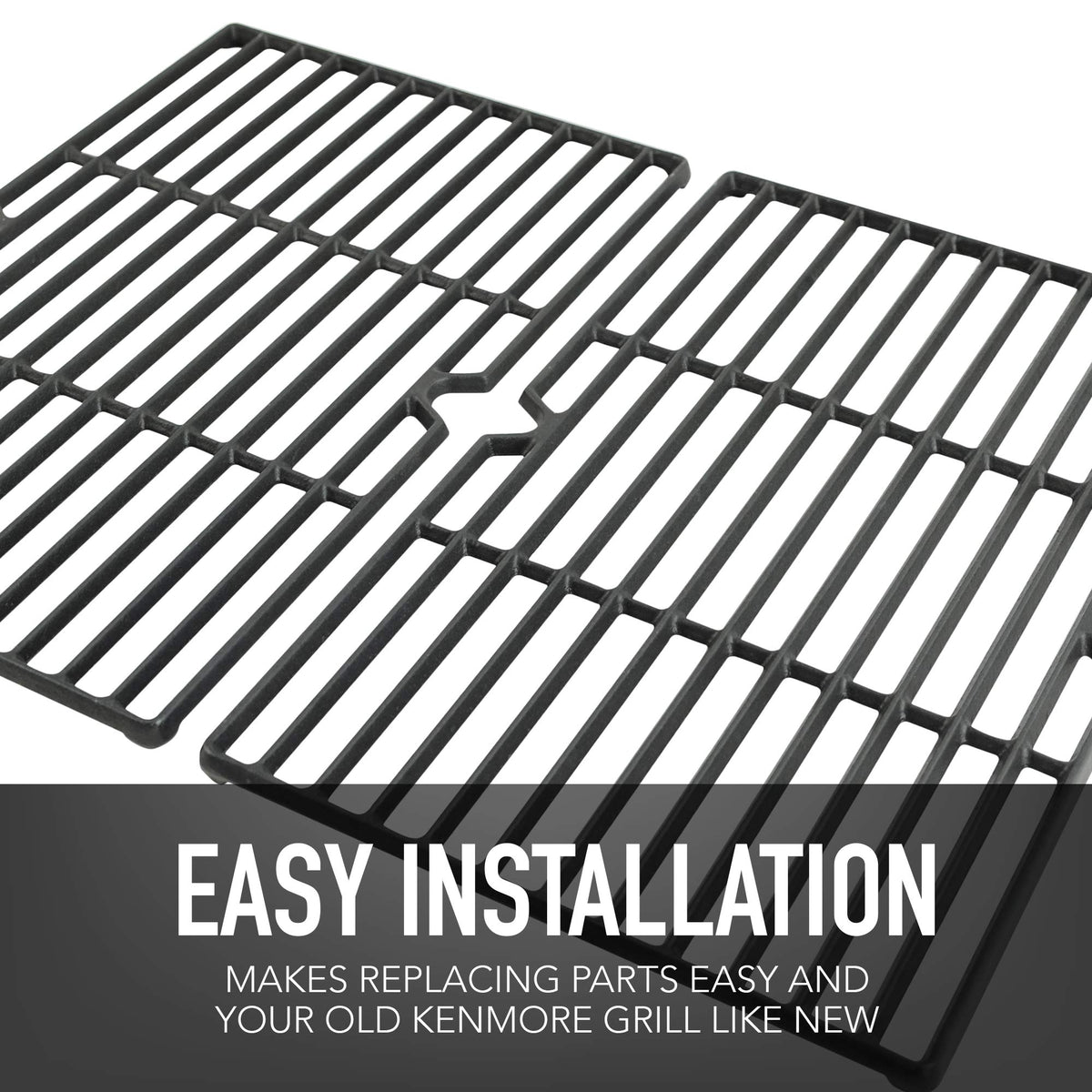 Heavy-duty cast iron grates for even heat on Kenmore grills