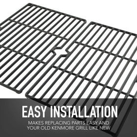 Heavy-duty cast iron grates for even heat on Kenmore grills