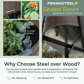 Permasteel water level indicator signals when drainage is needed for optimal moisture.