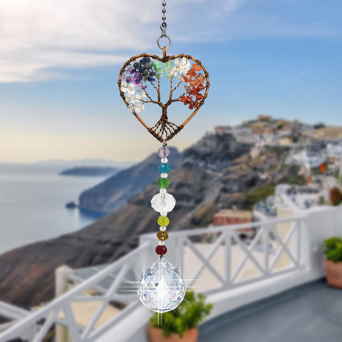 Persofine rainbow prism hanging suncatcher adds color to windows and rooms