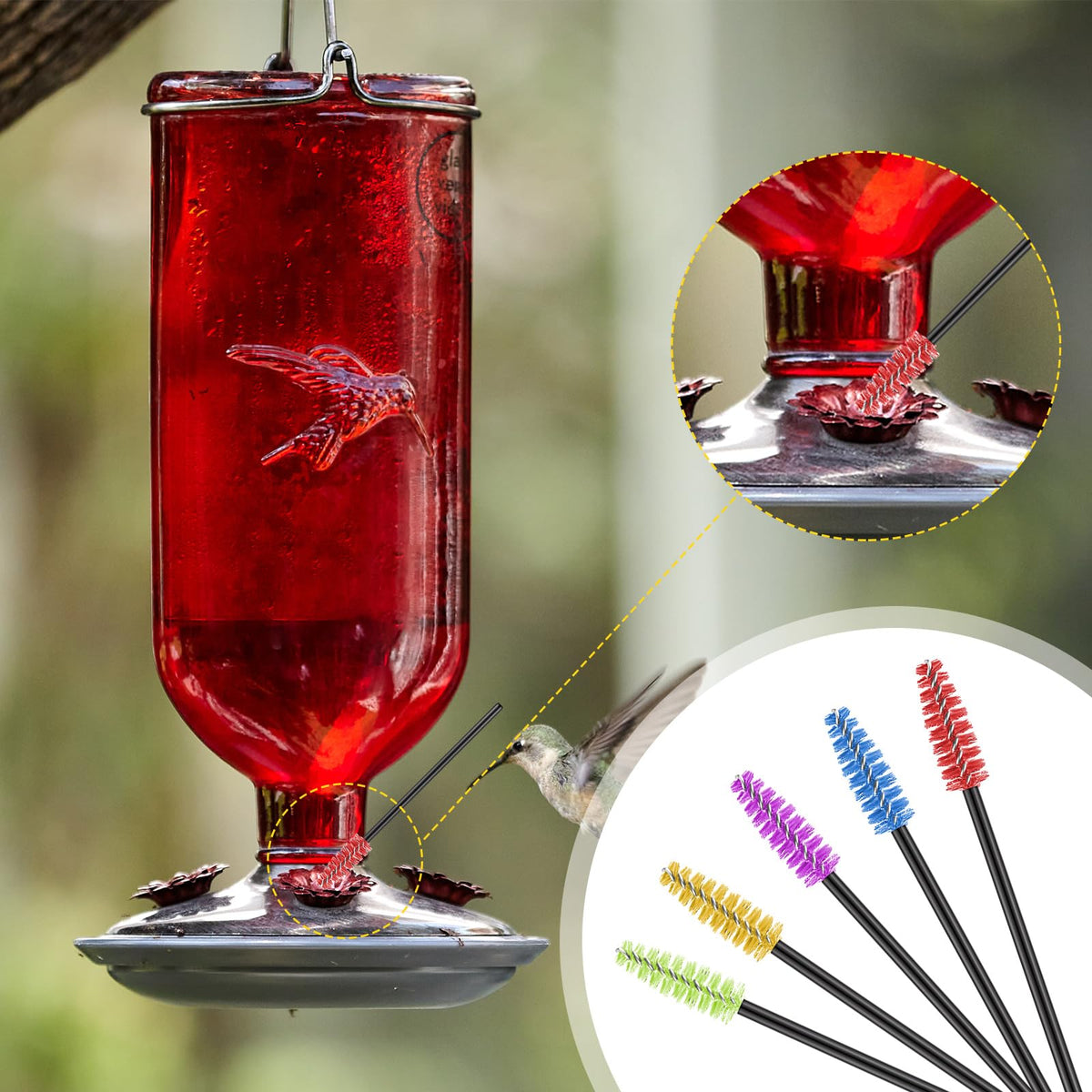 Perthlin double-head hummingbird feeder brush for versatile cleaning