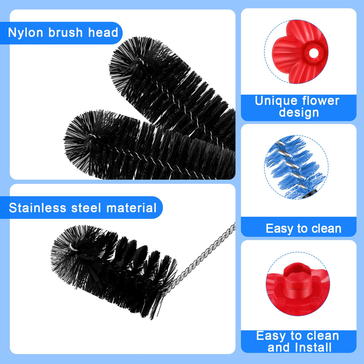 Perthlin large cleaning brush with stainless steel handle for durability