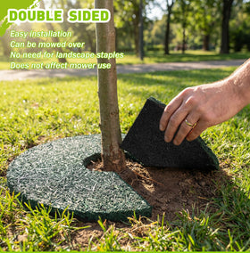 Peryiter 12-inch ring shows black side near soil, blending with garden texture and suppressing weeds.