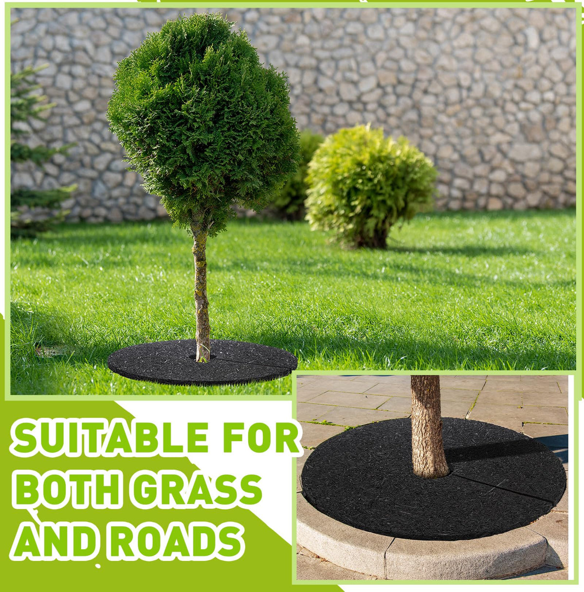 Peryiter installation-ready ring with pre-cut holes for quick setup around a tree.