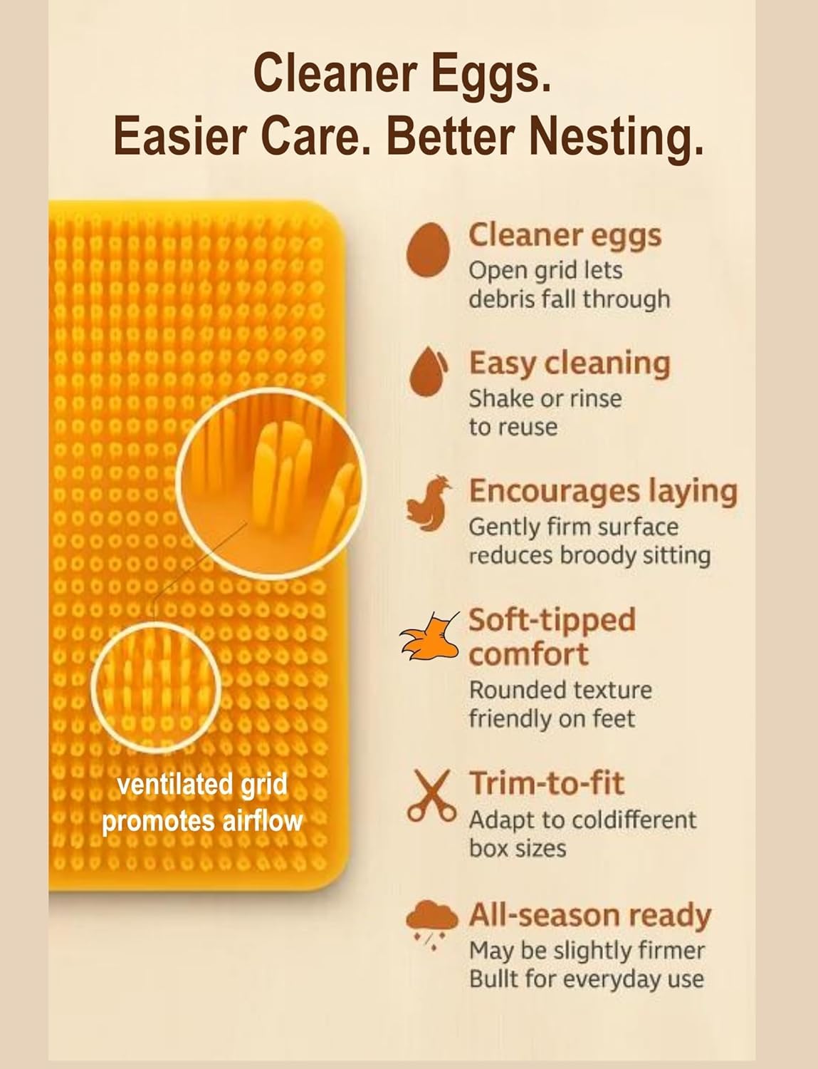 PERZUMI nesting pad open grid design allows debris to fall away