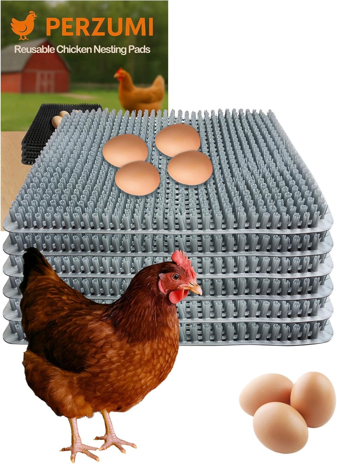 PERZUMI washable nesting pads in a chicken coop for cleaner eggs and easy collection