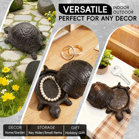 Antique brown Pesilo turtle key hider complements outdoor decor while hiding a key.
