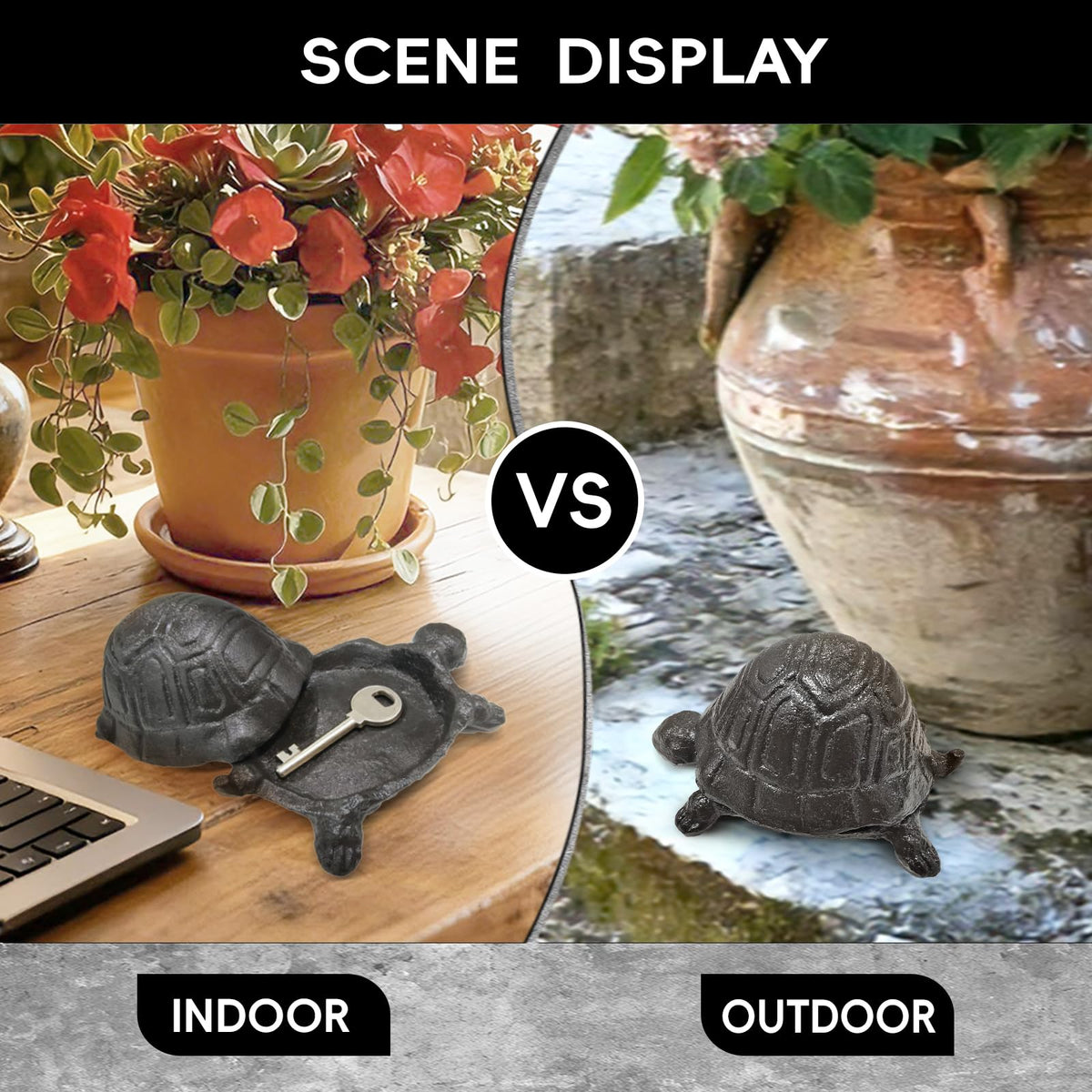 Indoor use of Pesilo turtle key hider stores small items like jewelry.
