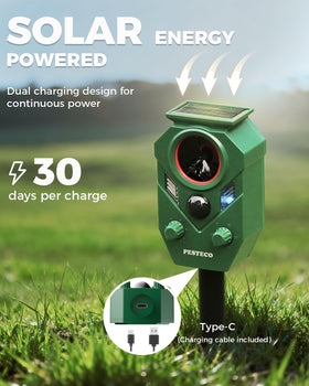 PESTECO 5-modes sensitivity control lets you tailor deterrence to animals.