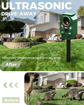 PESTECO PIR motion activation highlights quick, automatic deterrence as animals approach.