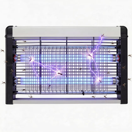 PestMentor electric bug zapper in a busy kitchen attracting flies safely