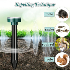 PestMentor Sonic pulse deterrent demonstrates wide-range coverage for moles and gophers.