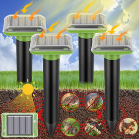 Pestvanish Mole Repellent Solar Powered 4-Pack box deters moles and burrowers in your yard.