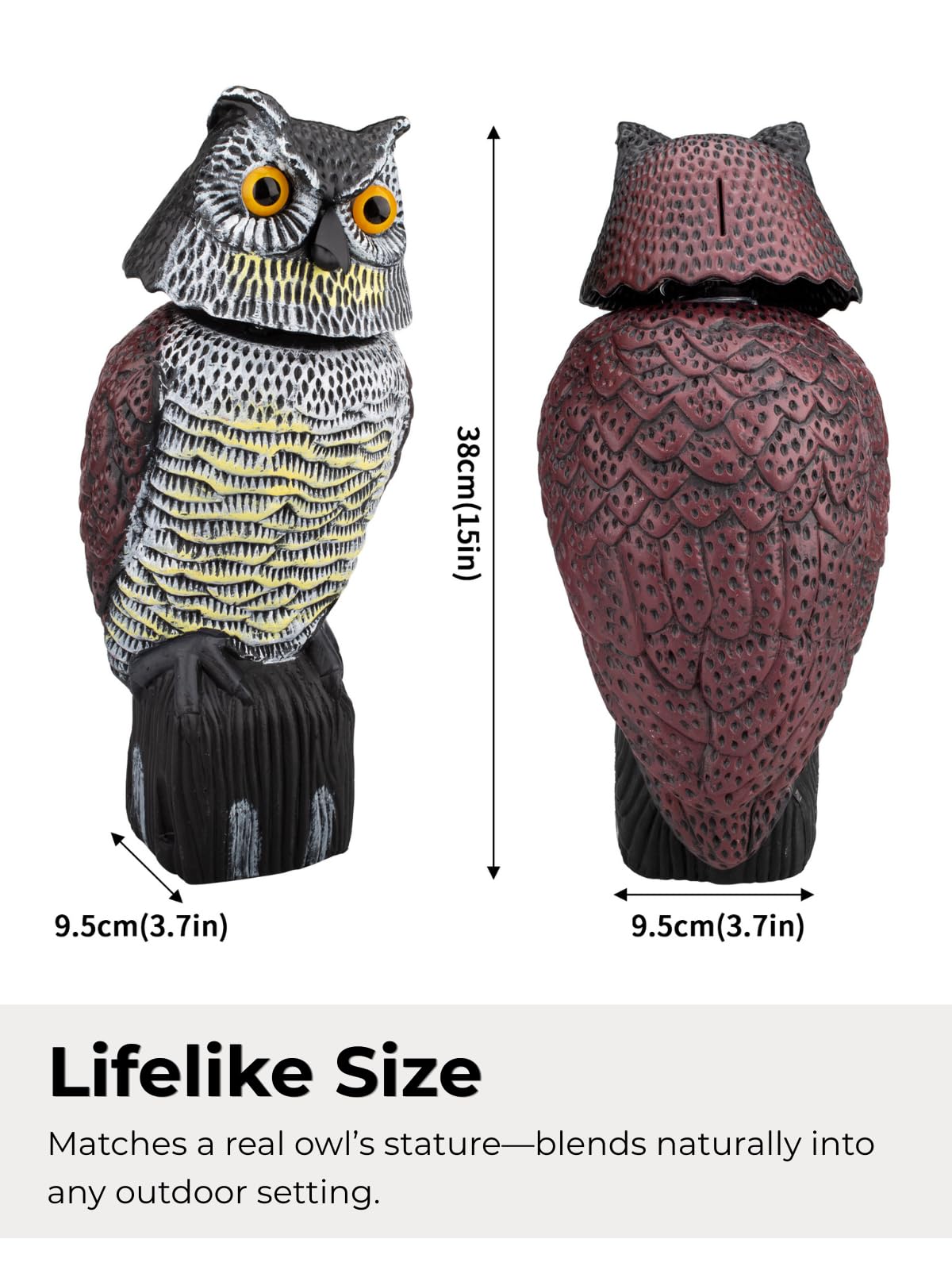 Pestvanish realistic owl statue with detailed feathers and expressive eyes for garden realism
