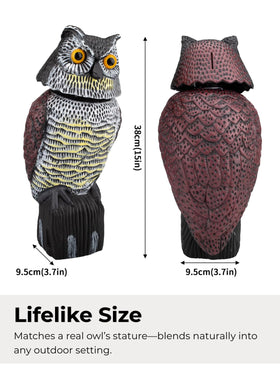 Pestvanish realistic owl statue with detailed feathers and expressive eyes for garden realism