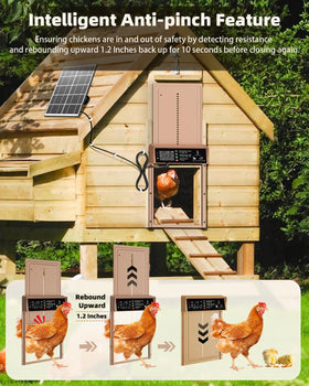 Pet Deluxe anti-pinch safety sensor protects chickens during door travel