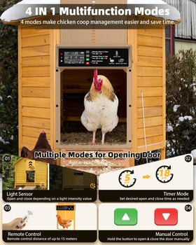 Pet Deluxe chicken door with programmable timer modes for flexible flock management