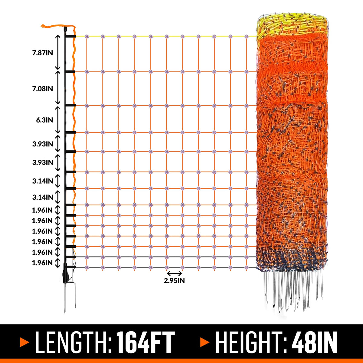 Pet & Livestock HQ netting with 19 posts and double spikes for stable installation.