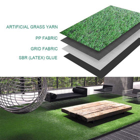 Petgrow grass with drainage holes keeps surfaces dry after rain.