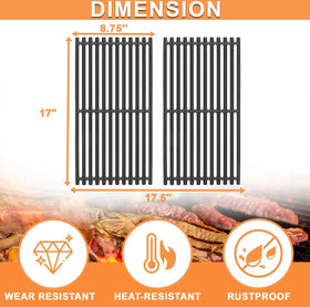 PETKAO 2-pack matte cast iron grates installed on Charbroil