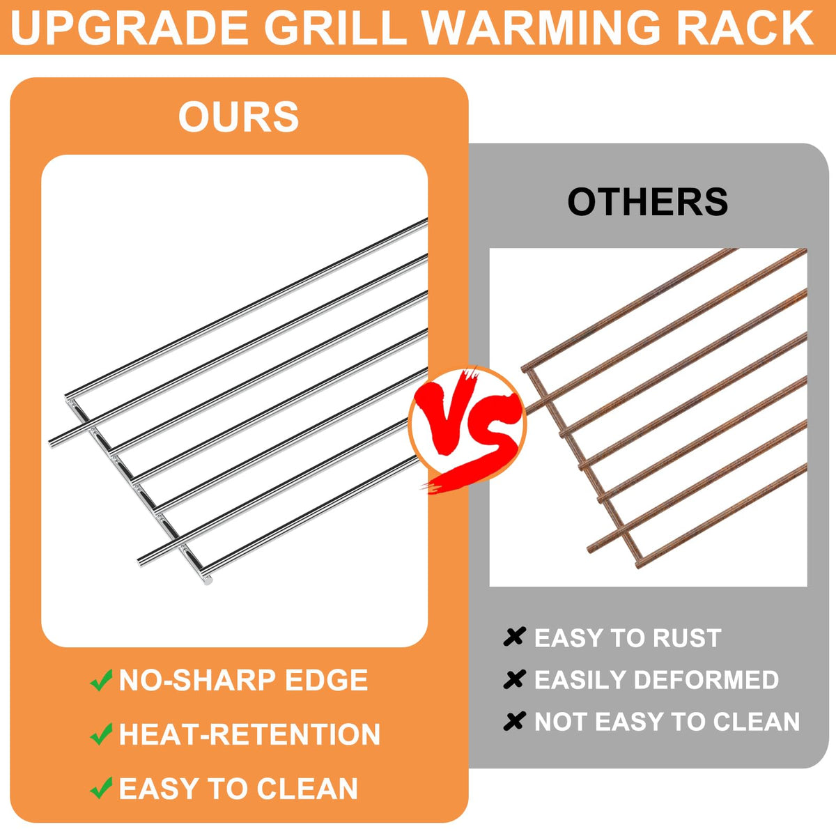 PETKAO 24-9x4-7 inch stainless warming rack for Weber