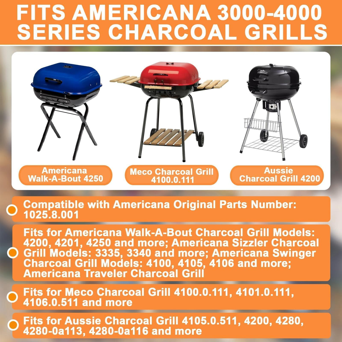 PETKAO Sizzler-Swinger-Traveler grate, precise Americana fit for 3000-4000 series.