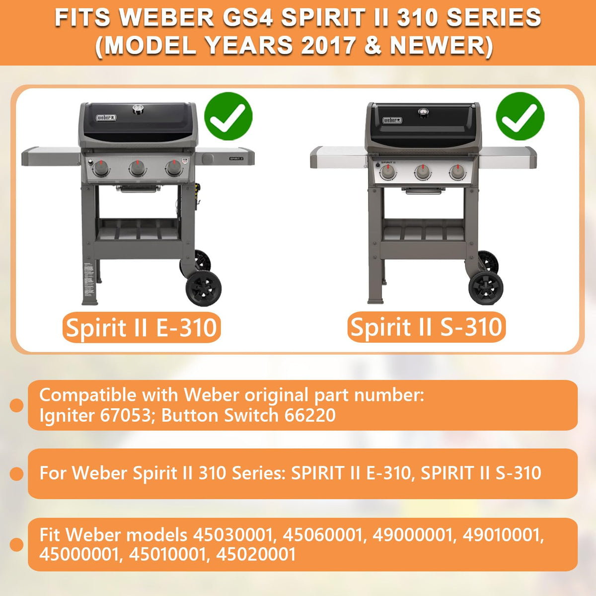 PETKAO ceramic electrode for Weber Spirit II GS4 delivers reliable spark.
