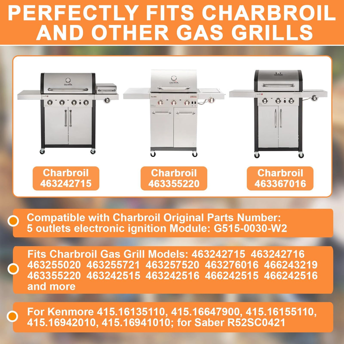 PETKAO Charbroil DHLG-5A wires and push-button igniter for easy startup.