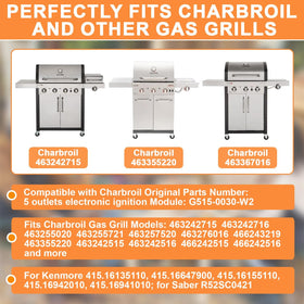 PETKAO Charbroil DHLG-5A wires and push-button igniter for easy startup.