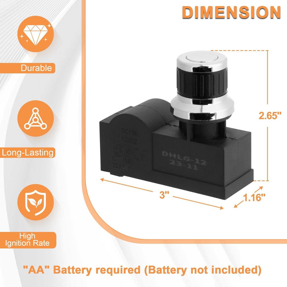 PETKAO DHLG-12 compatible ignition button ready for replacement