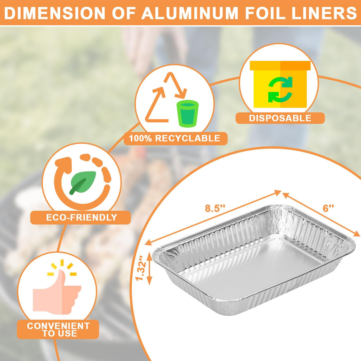 PETKAO 20-pack aluminum liners for mess-free cooking and easy disposal.