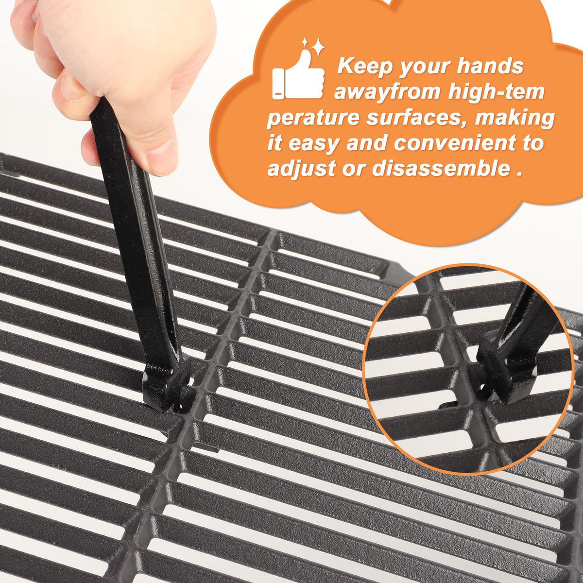 PETKAO durable bbq grate lifter enhances grip and control.