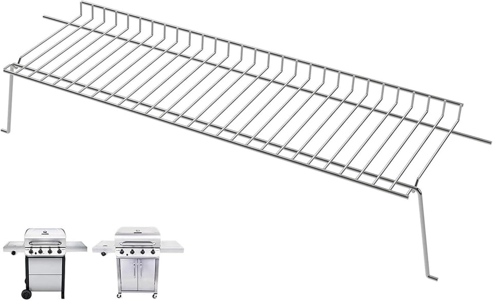 PETKAO warming rack shows Charbroil compatibility for easy replacement on 4-burner grills