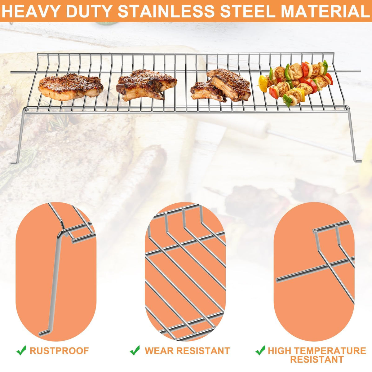 PETKAO warming rack installs quickly expanding grill real estate for more cooking space