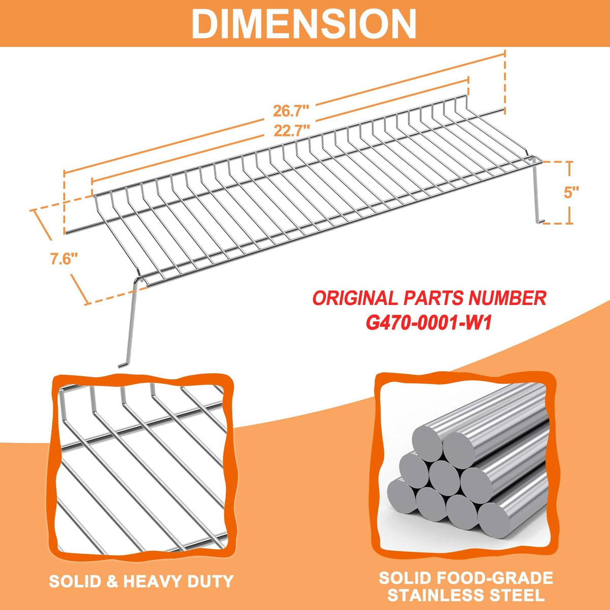 PETKAO stainless warming rack delivers durable, long lasting performance on Charbroil grills