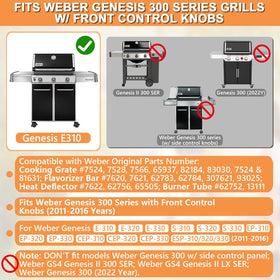 PETKAO Genesis grill grates 2-pack in matte enamel cast iron for searing