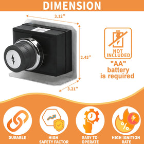 Front-control ignition button with ergonomic grip for quick lighting.
