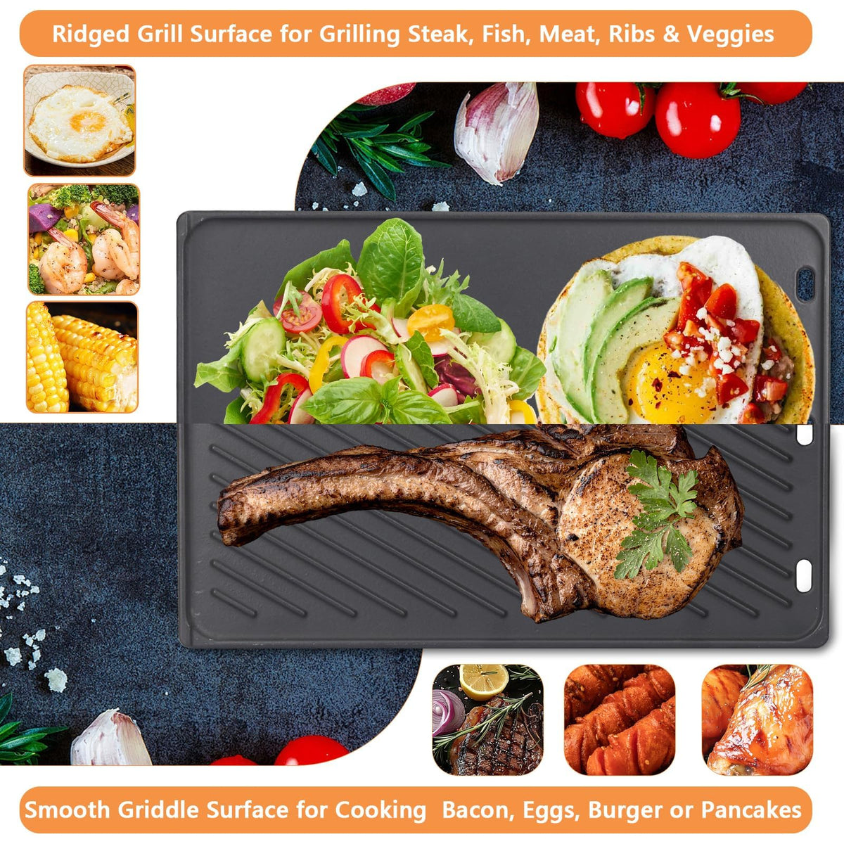 PETKAO Genesis II GS4 griddle rust-resistant cast iron surface for durability