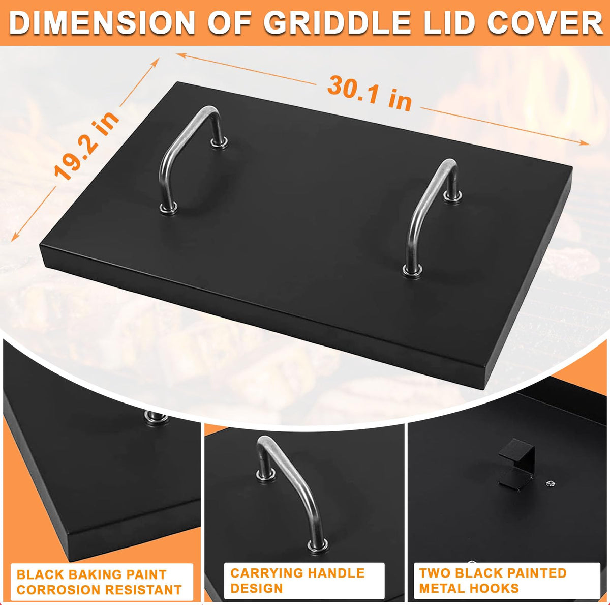 PETKAO griddle lid rear view showing full protection.