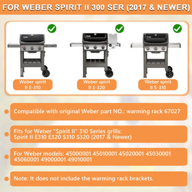 PETKAO installation-free-warming-rack demonstrates easy, tool-free mounting on Weber Spirit II