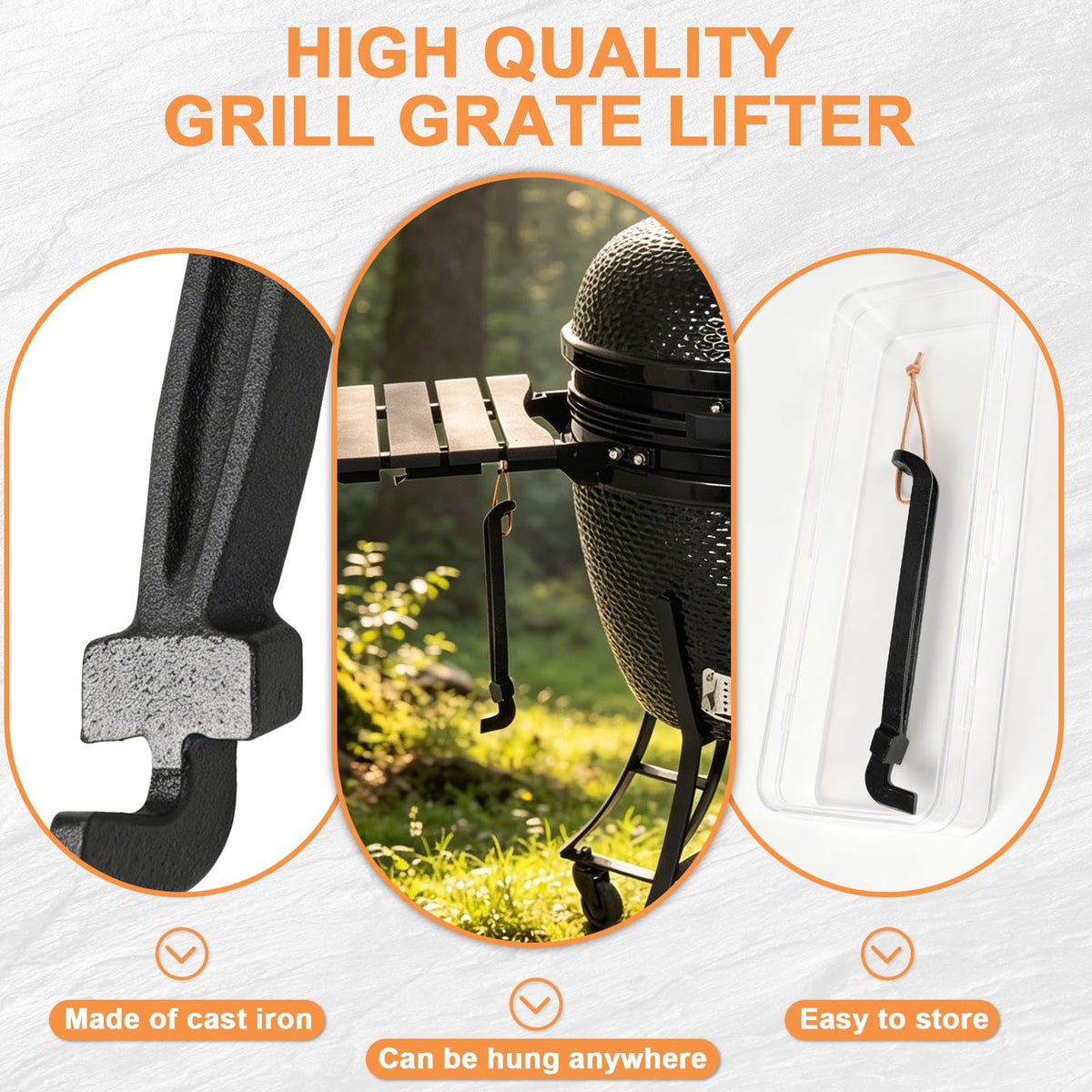 PETKAO leather lanyard grate lifter for easy storage.