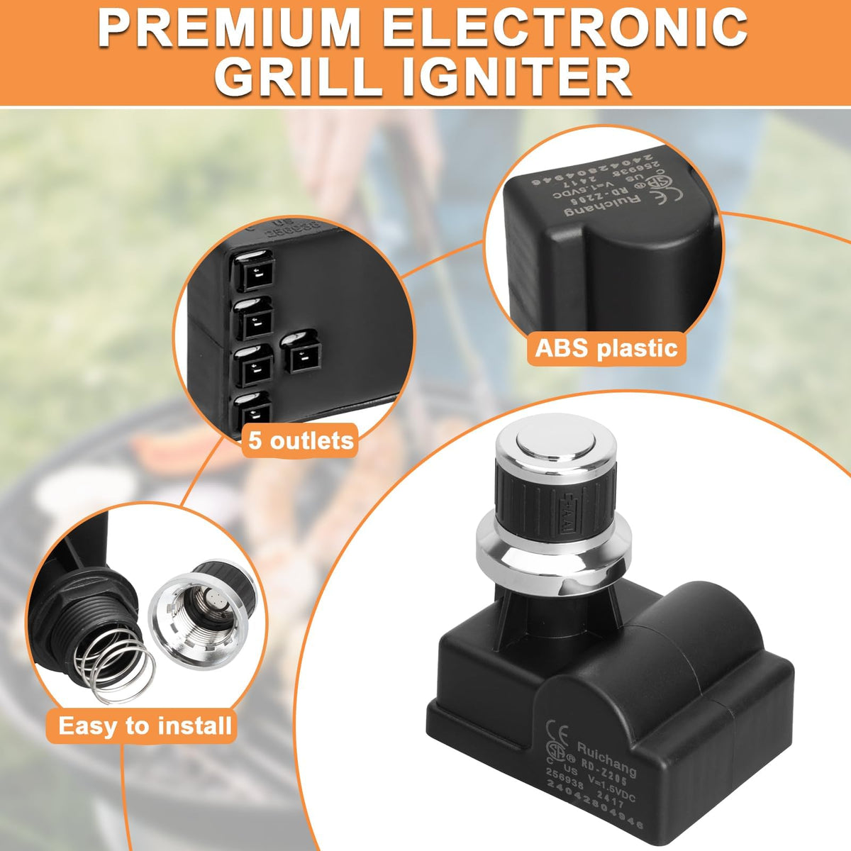 PETKAO Nexgrill battery slot illustration for AA power.
