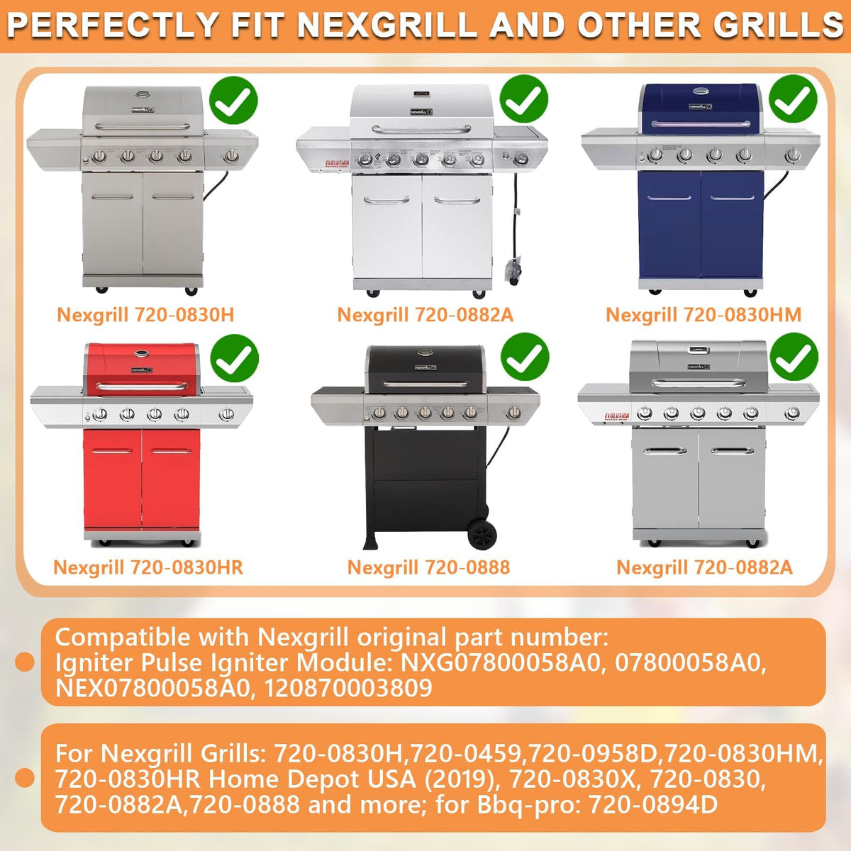 PETKAO Nexgrill ignition push-button closeup with durable chrome cap.