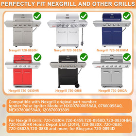 PETKAO Nexgrill ignition push-button closeup with durable chrome cap.